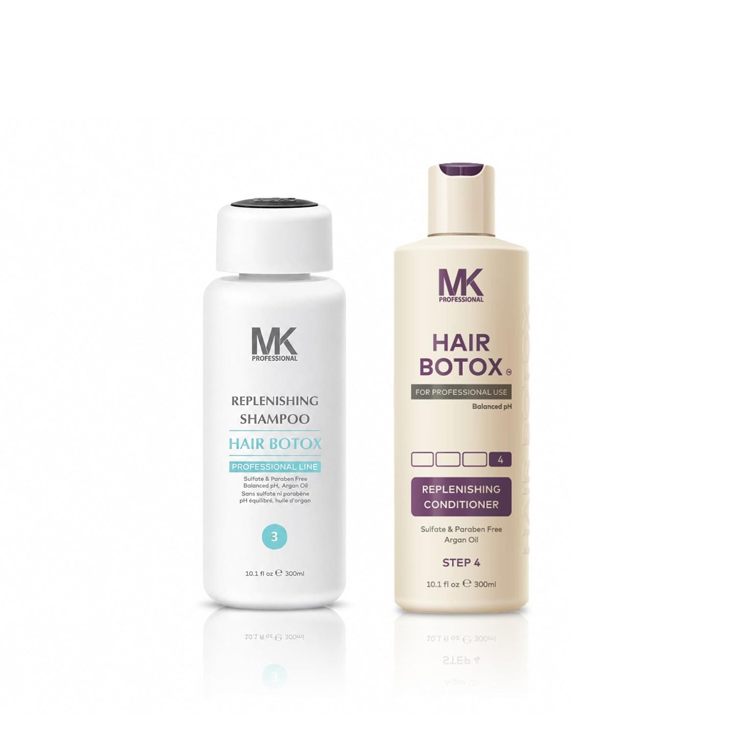 MK Professional Hair Botox Replenishing Shampoo + Conditioner Sulphate & Parabeen Free Aragon Oil (Set of 2)